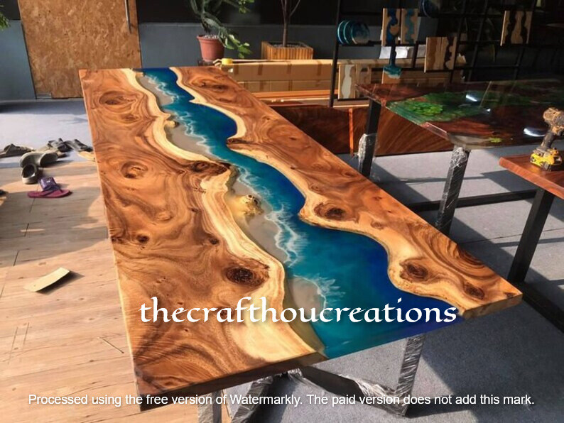 Stunning Ocean Epoxy Resin Table Top for Dining Counter or Christmas Decor