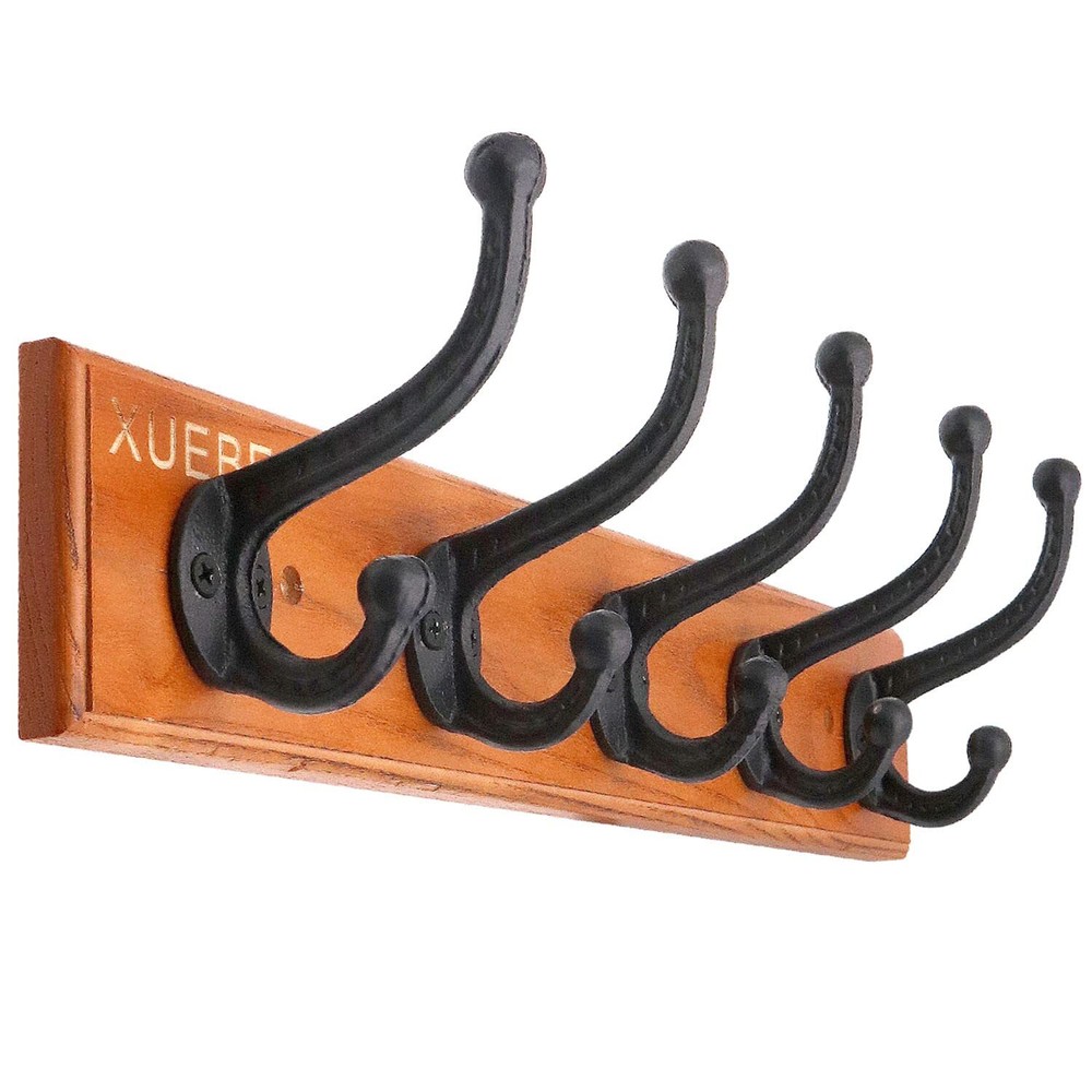 Rustic Black Cast Iron Heavy Duty Wall Coat Hooks