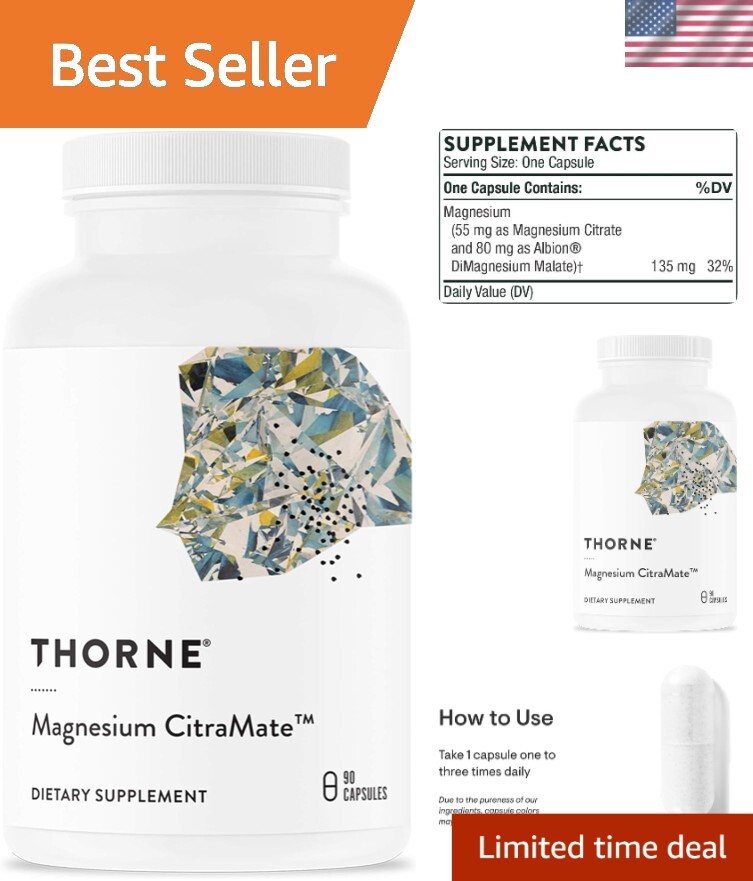 Premium Magnesium Citrate-Malate - Boost Heart, Lung, and Bone Health - 90 Count