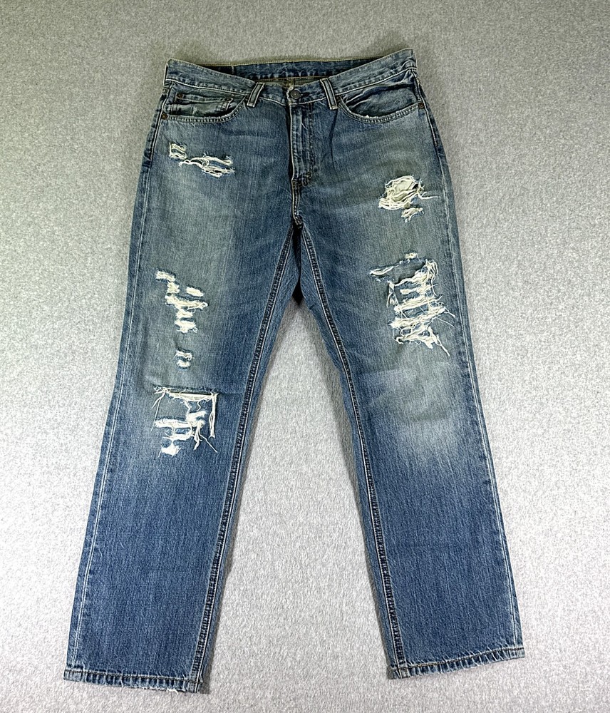 Levi’s 541 Mens Jeans Blue Size 34x30 Slim Straight Distressed Patches