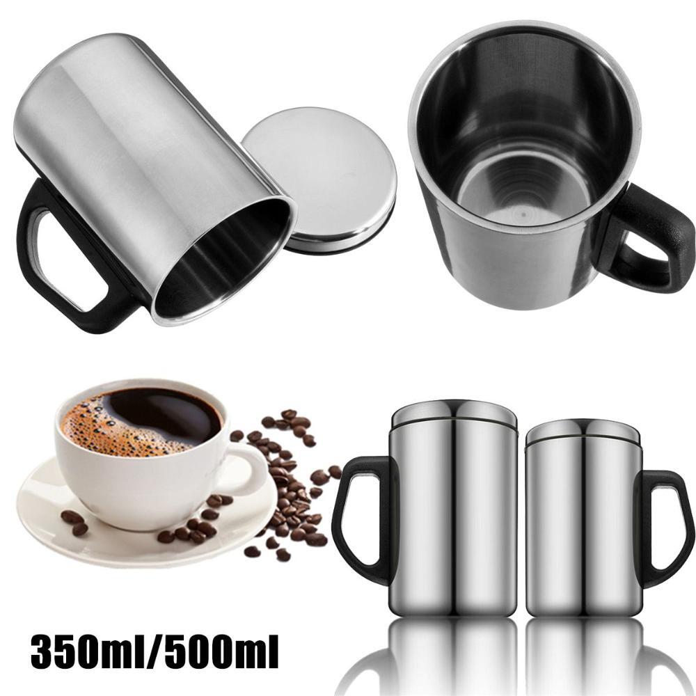 Lid Thermal Water Cup Insulated Coffee Tea Cup Double Walled Stainless Steel Mug