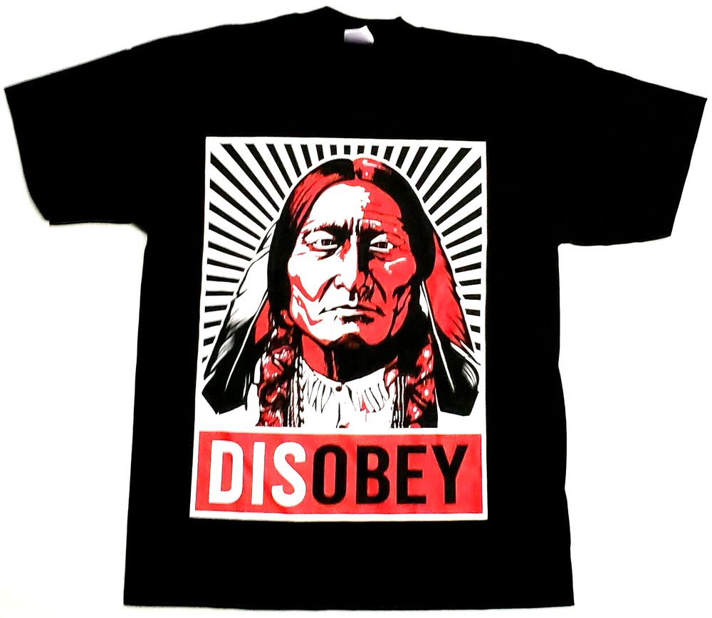 INDIAN T-Shirt DISOBEY Native American Warrior Chief Tee Men's Black New