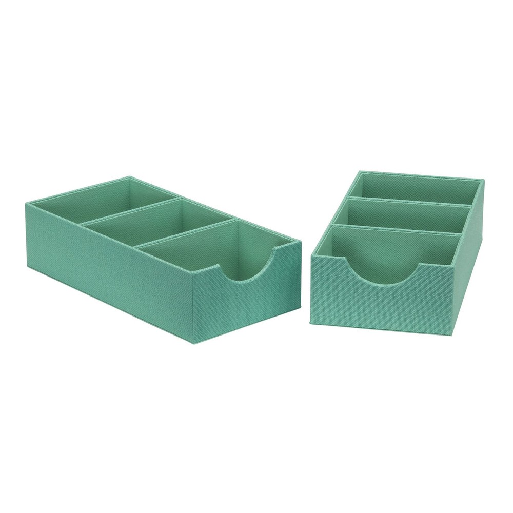 tEssentials 3-Compartment Drawer Organizers 2-Pack in Seafoam Green