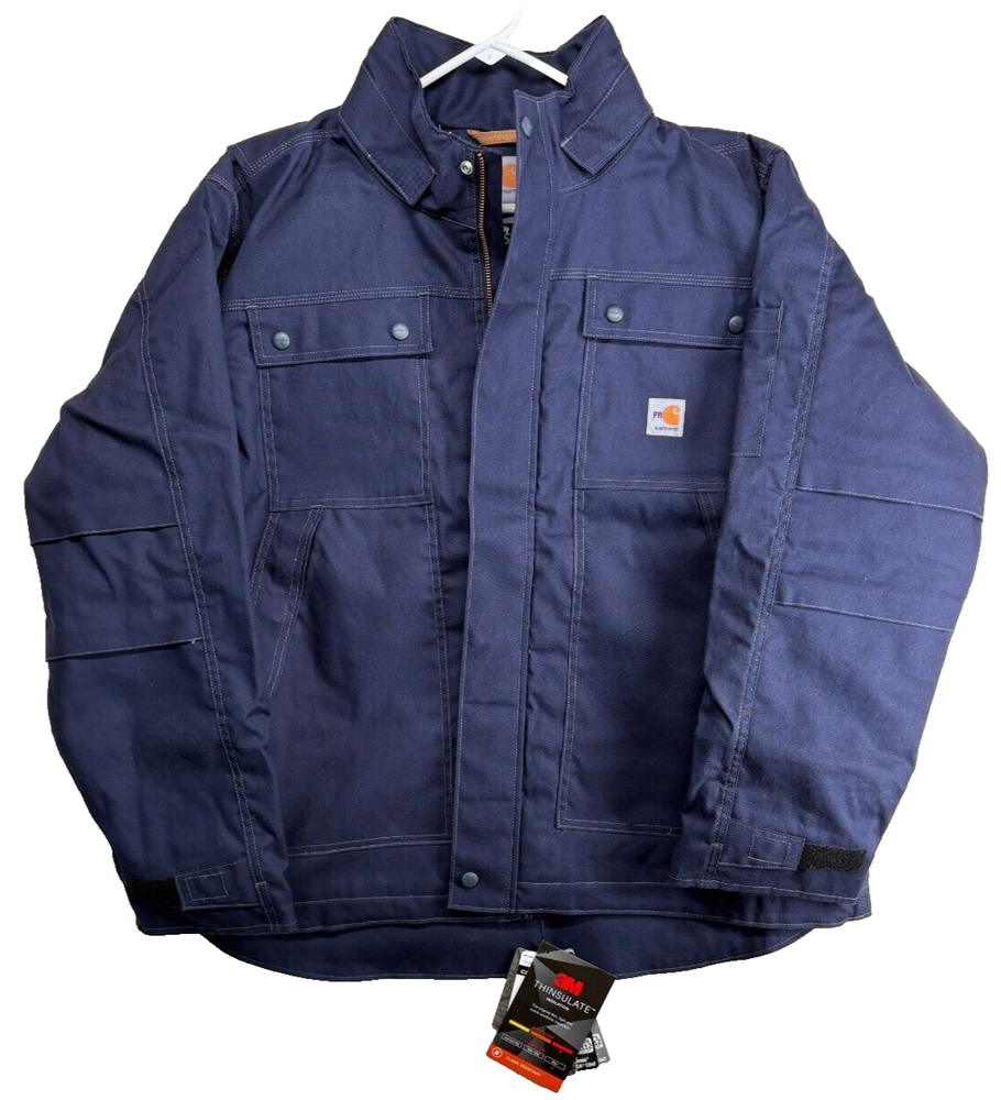 Carhartt Mens Full Swing Flame-Resistant Quick Duck Jacket XL Navy Water Resist.