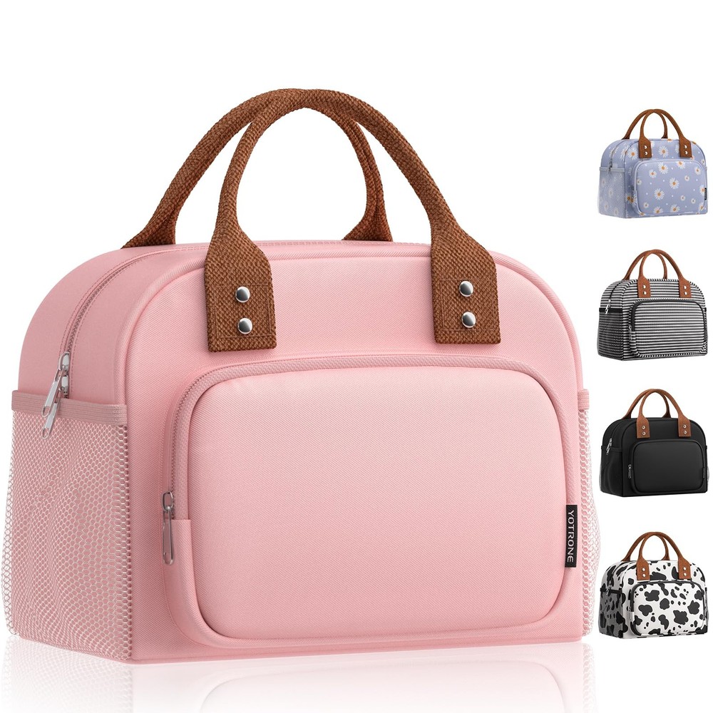 Pink Insulated Lunch Bag for Women & Men Large Cute Reusable Cooler