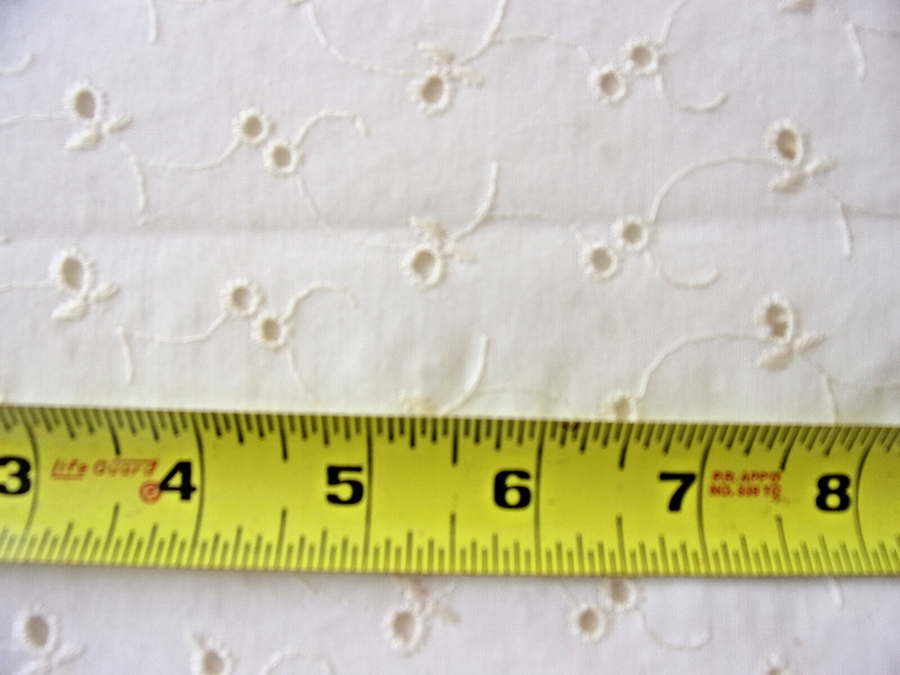 Pale Lemon Cotton Blend Embroidered Eyelet Fabric Remnant 37x28 for Crafts