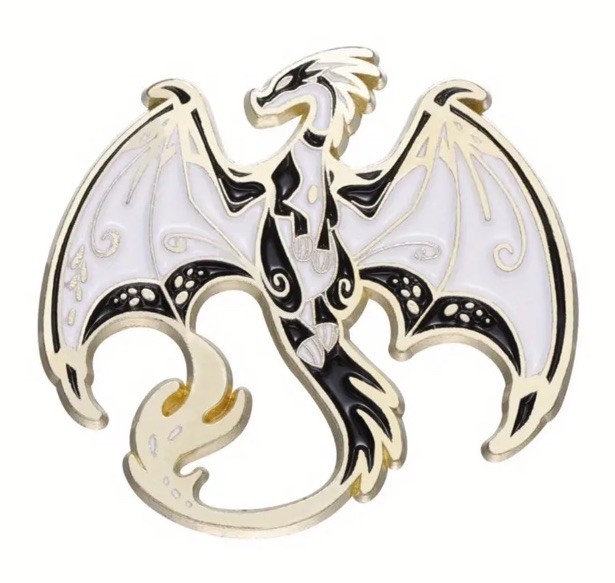 Black and White Vintage Dragon Enamel Pin Brooch Unisex Art Gift Fast Shipping