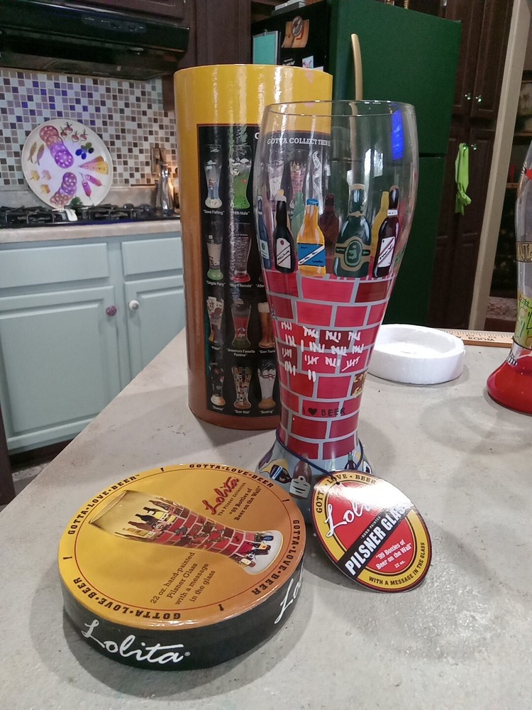 LOLITA 22oz Pilsner Glass Hand Painted with 99 Bottles Beer Art