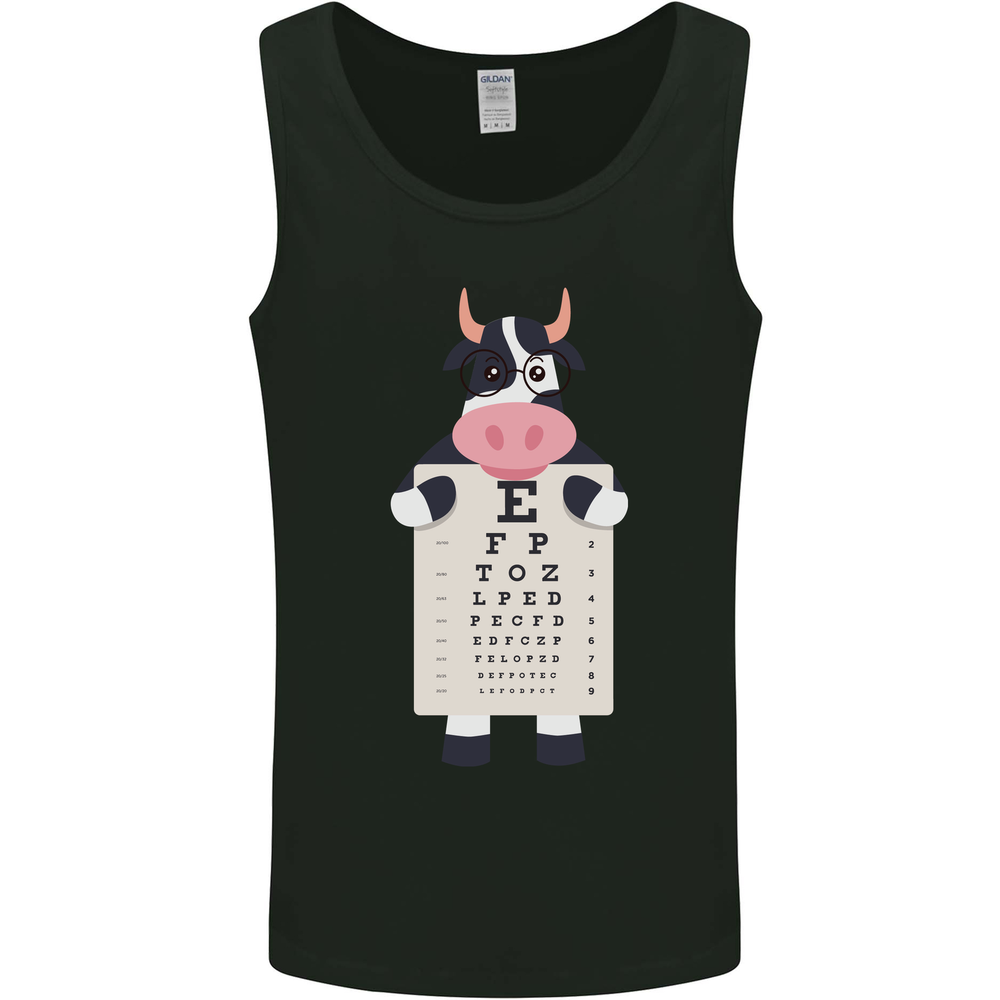 A Cow Holding a Snellen Eye Chart Glasses Mens Vest Tank Top