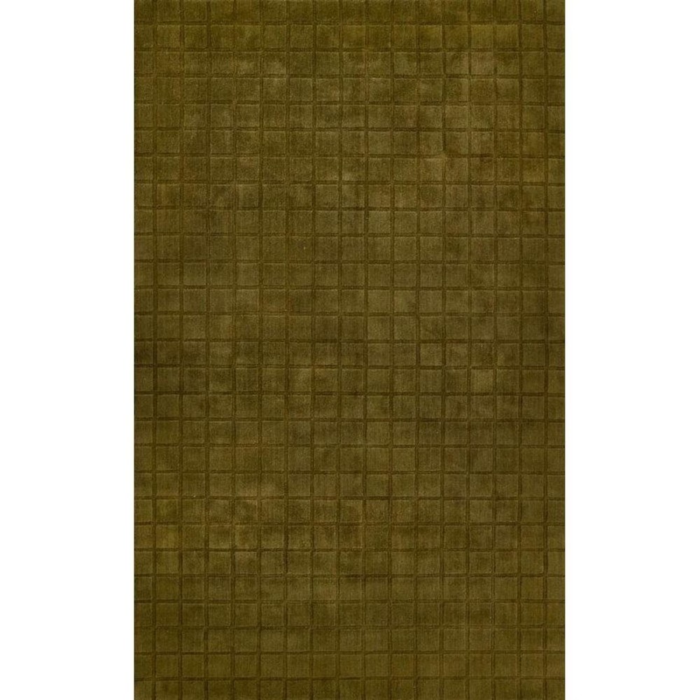 9x12 Hand-Tufted Olive Green Soft   Wool Grid Pattern Area Rug for Home Decor