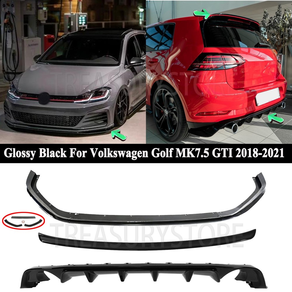 For VW Golf GTI MK7.5 18-21 TCR Style Package Front Lip & Rear Diffuser Spoilers