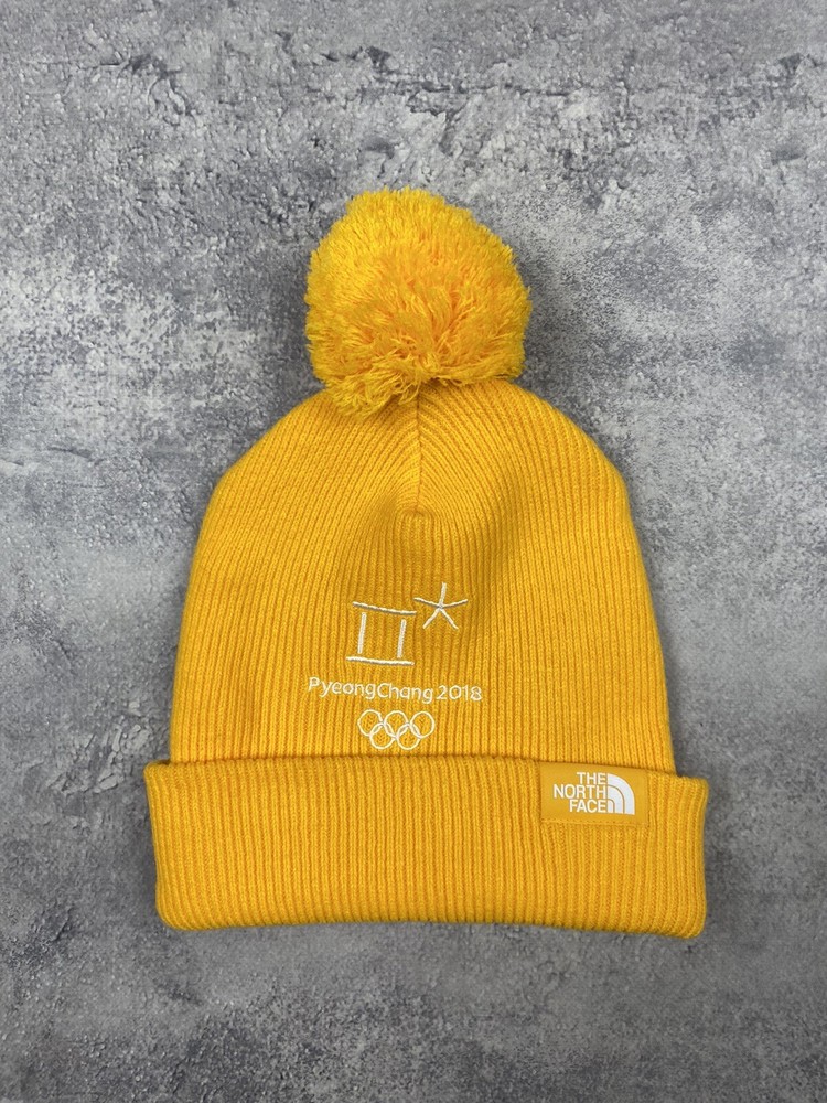 The north face Korea 2018 Winter Olympics beanie snow Hat Yellow