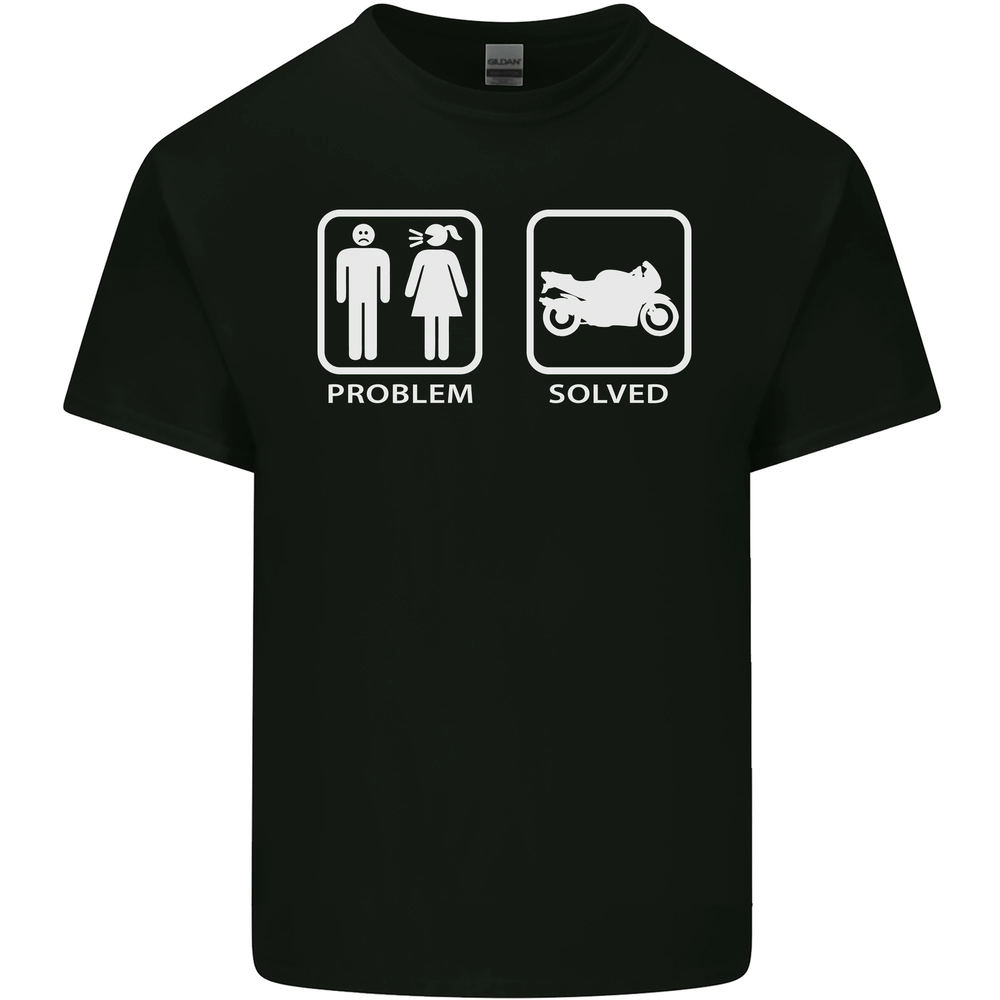 Motorbike Problem Solved Biker Motorcycle Mens Cotton T-Shirt Tee Top