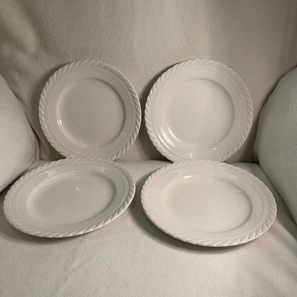 Vtg Ralph Lauren Wedgwood Clearwater Salad/ Dessert Plates Raised Rope Set 4