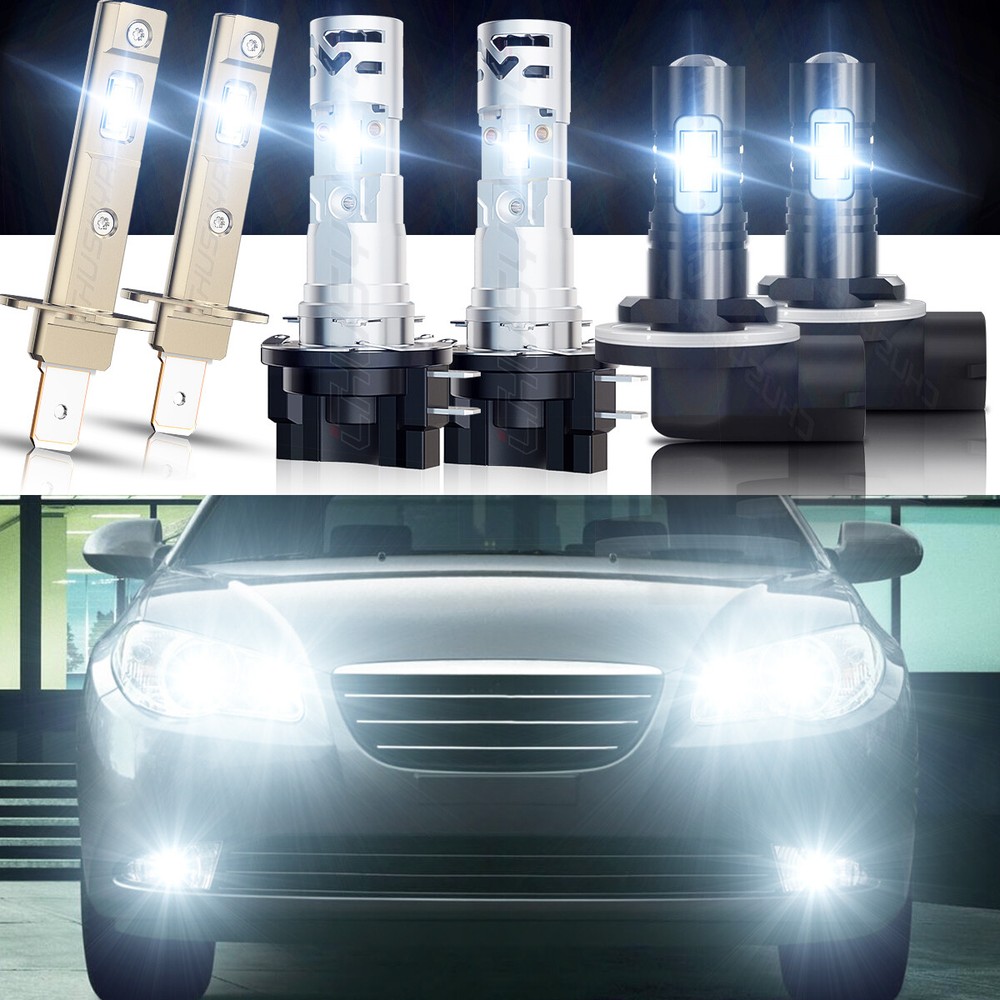 for Hyundai Elantra 2007 2008 2009 2010 6X LED Headlight Hi/Lo Fog Light Bulbs