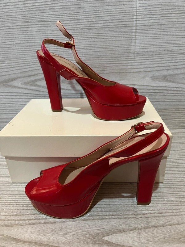 Red Patent Neckline Cocktail Dress No 37 Elegant Sensual Serat Brand