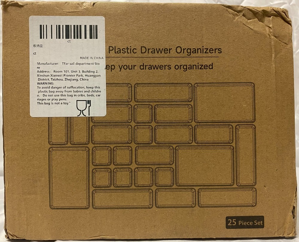 Criusia 25-Piece Clear Plastic Drawer Organizer Set in 4 Sizes, Versatile Storage Solution