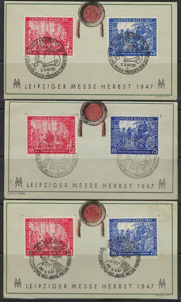 GERMANY 1947 LEIPZIGER MESSE COLL OF 6 CARDS WITH SPECIAL FOUR