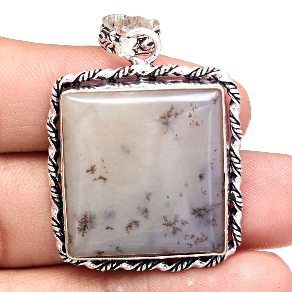 Pendant Dendritic Opal Gemstone Handmade Mother's Day Silver Jewelry 1.75