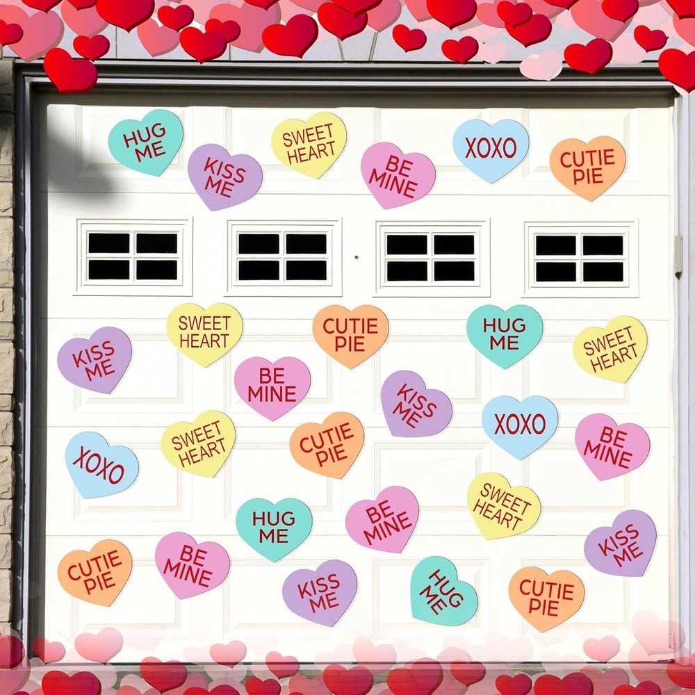 Hoteam 30-Piece Valentine's Day Garage Door Magnet Decals Sweet Heart Decorations