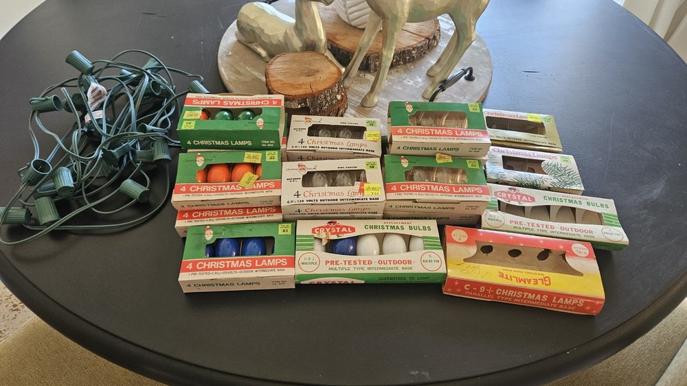 Vintage C9 Outdoor Christmas Lights & Light. Light Cord.  Bulbs Tested