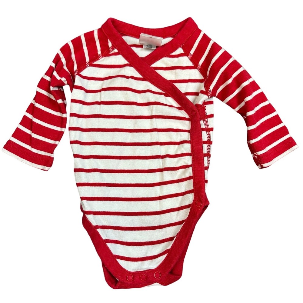 Hanna Andersson Red White Stripe Side Snap Bodysuit 3-6 Months