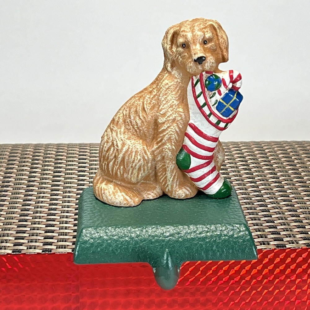 Eddie Bauer Home Cast Iron Dog Christmas Stocking Holder Hanger Golden Retriever