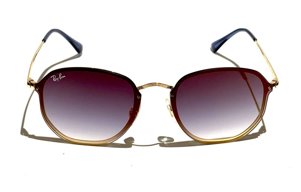 Ray-Ban Blaze Hexagonal RB3579N 9140/0S Gold Frame Blue Gradient Lens 58mm Stylish Eyewear