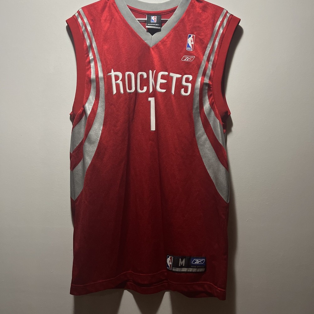 Rare Vintage Reebok NBA Houston Rockets Tracy McGrady 1 Red Jersey Mens M Sewn