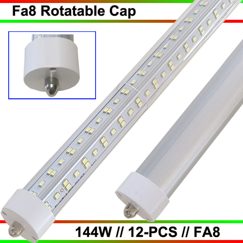 T8 8FT LED Shop Light Bulbs 144W FA8 Single Pin 144W 8Foot LED Tube Lights 12PCS