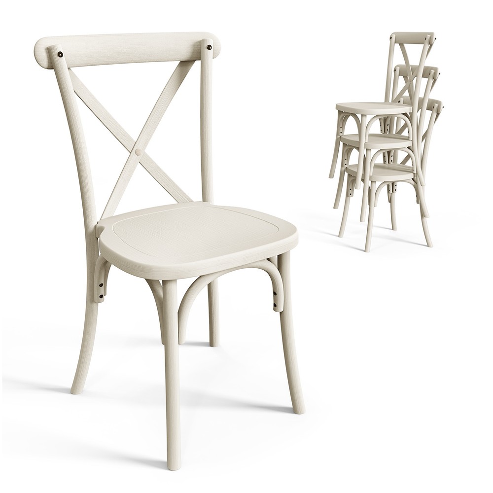 Lightweight Folding White Plastic X-Back Garden Chair for Outdoor Use