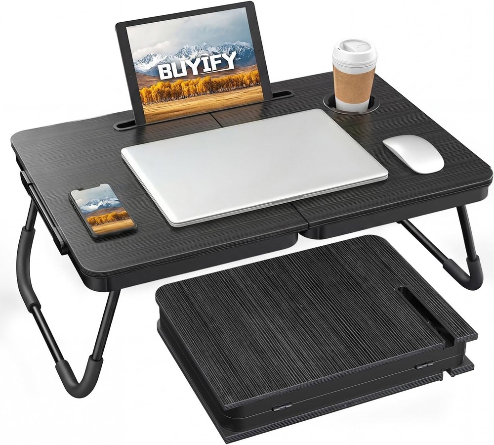 BUYIFY Foldable Laptop Bed Desk for Couch, Sofa - Large Lap Desk Tray Table with
