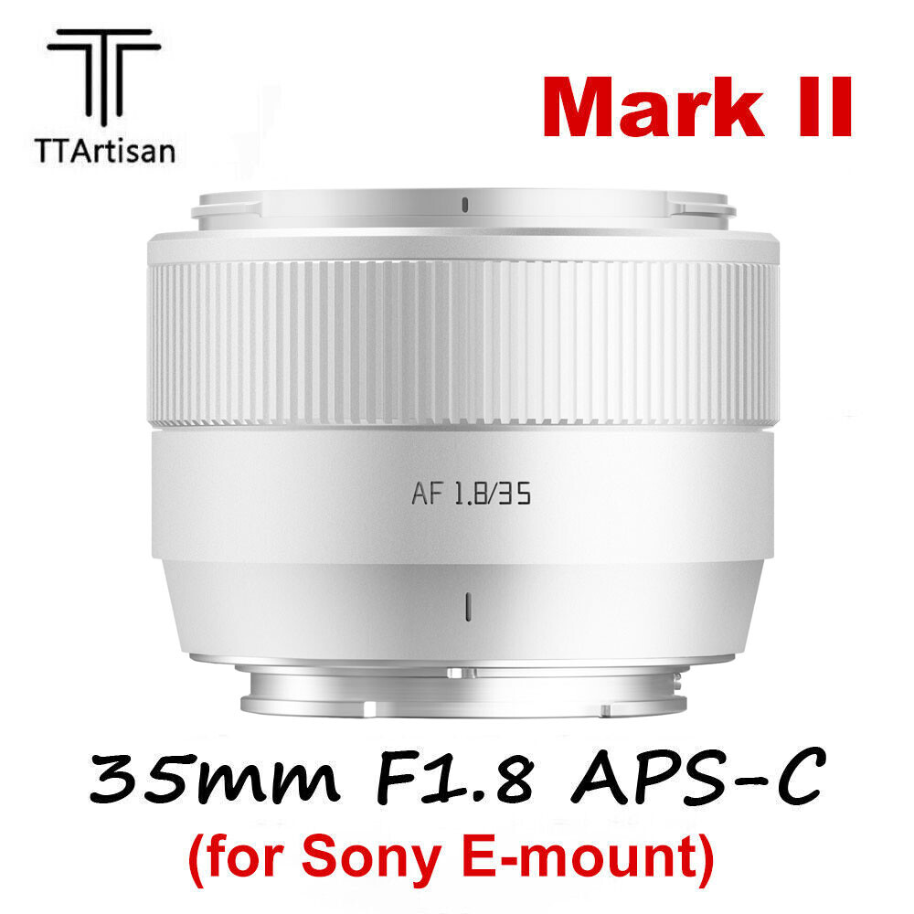 Silver TTArtisan AF 35mm F1.8 II APS-C Auto Focus Lens for Sony E-mount Cameras