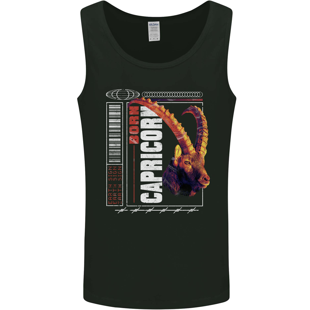 Born Capricorn Birthday Star Sign Mens Vest Tank Top