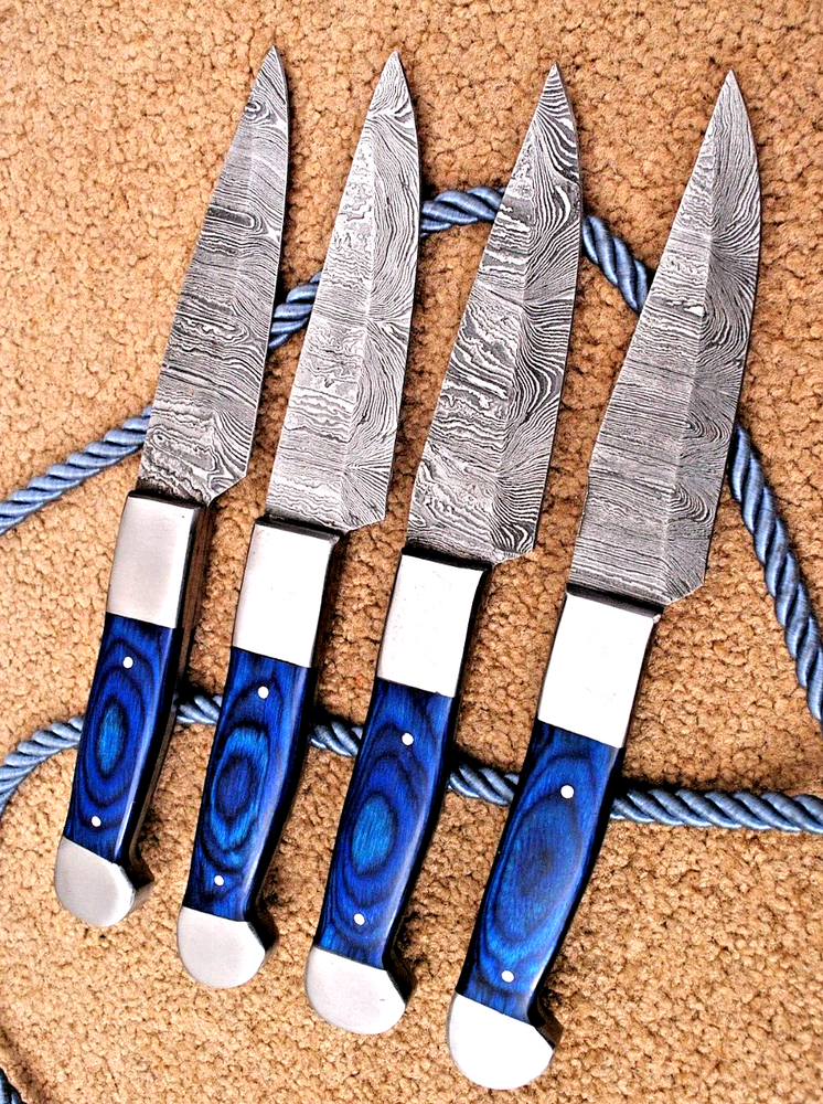 Custom Hand-Forged Damascus Steel Steak Chef Knife Set 1825 Kitchen Knives
