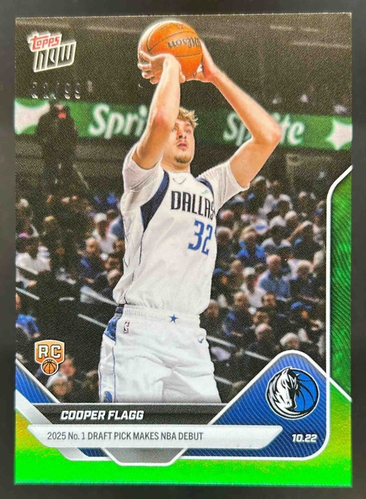 2025-26 Topps Now Cooper Flagg RC Green Foil Rookie #22/99 Mavericks