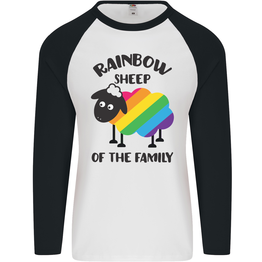Rainbow Sheep Funny Gay Pride Day LGBT Mens L/S Baseball T-Shirt-image