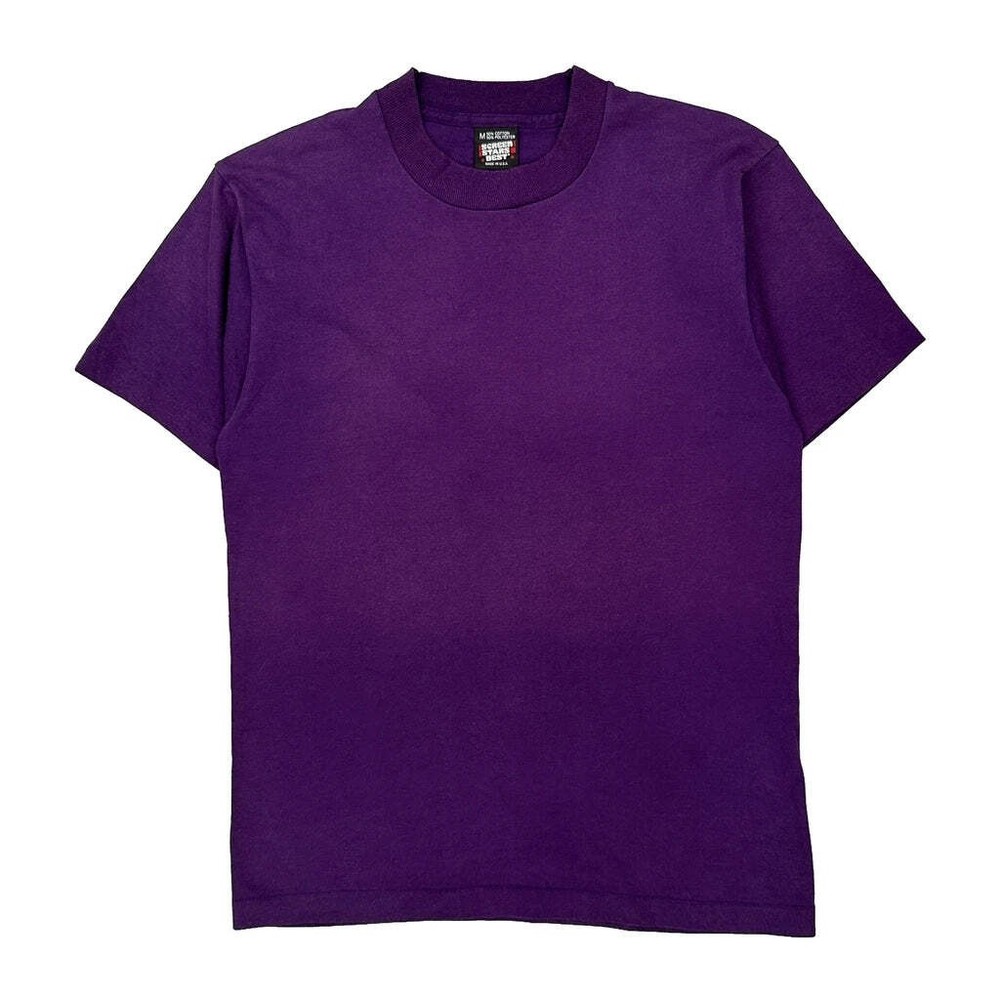 Blank Screen Stars Single Stitch T-Shirt - Medium Purple Cotton Blend