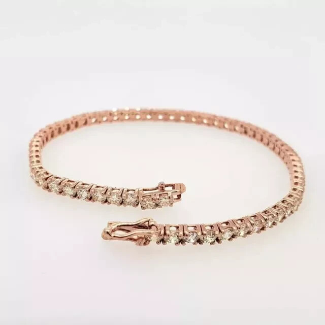 Wedding Gift 5 Ct Round Diam Tennis Bracelet 14K Rose Gold Plated Lab Created 7