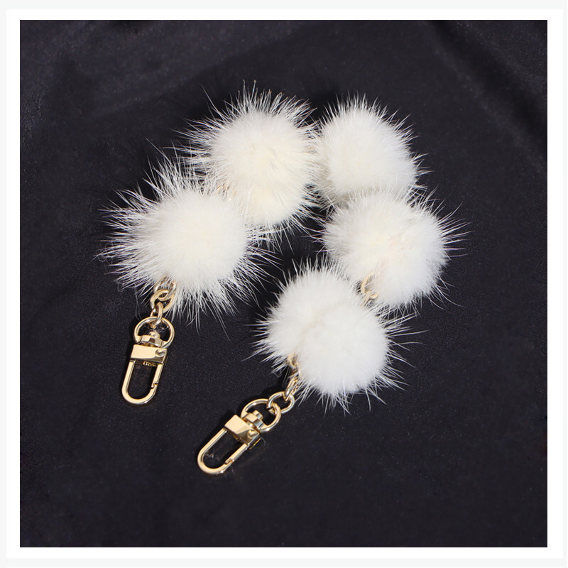 30cm Real Mink Fur Handbag Strap with Chain Shoulder Bag Accessory