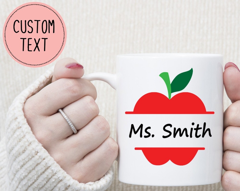 Personalized Teacher Mug Apple Mug Teacher Coffee Cup Custom Teacher Gift Apple
