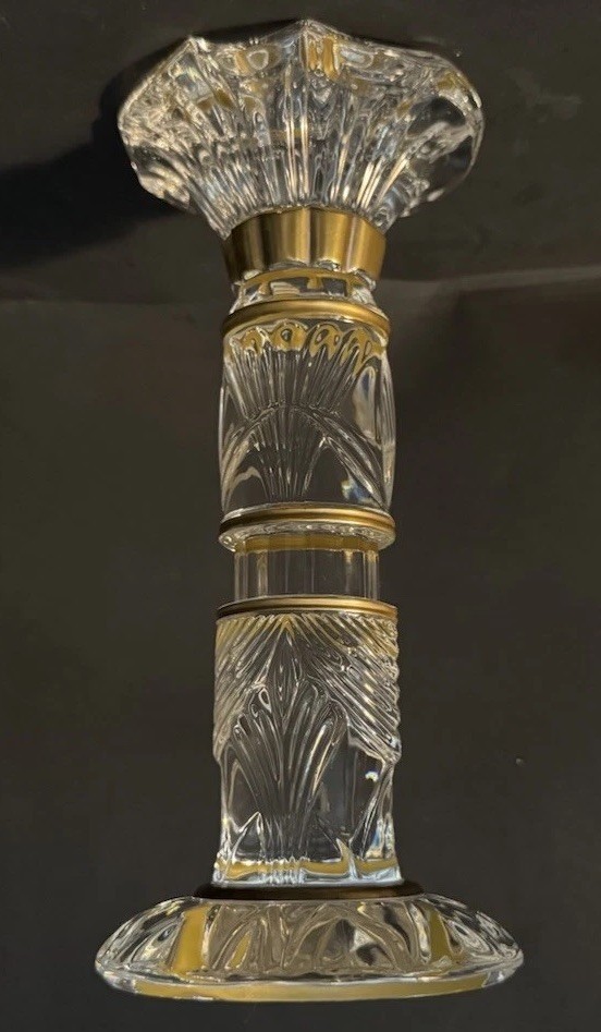 Saint Louis Clear And Gold Crystal Totem Candle Holder