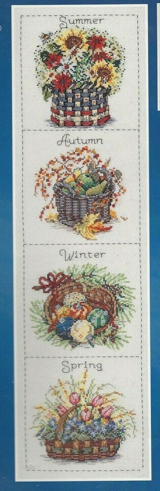 SEASONAL BASKETS--Flowers--Gourds--Ornaments--Banner--Counted Cross Stitch KIT-image