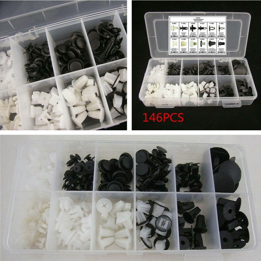 146 Pcs Nylon Fasteners Clips   Plastic Box Kit Car Exterior Trim Screw Grommet