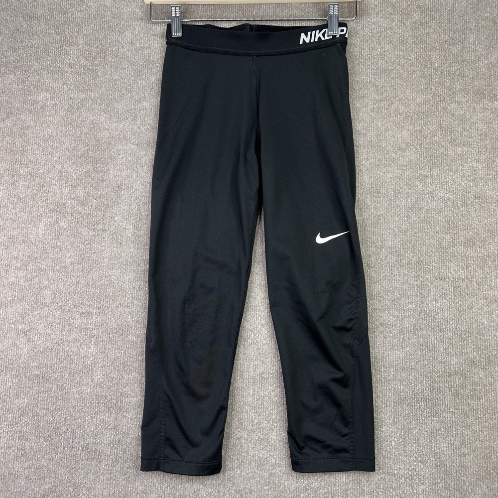 Nike Pro Compression Capri Womens Small Black Crop Dri-Fit Training 725468