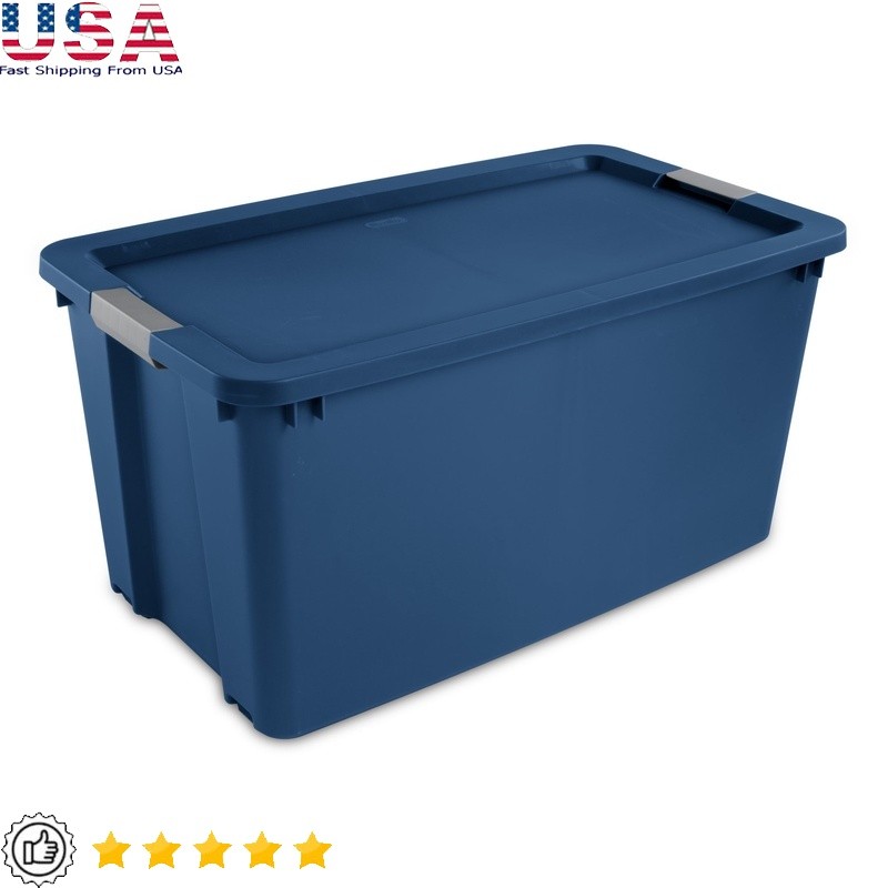 Extra Large Wheeled Storage Bin with Latch Lid - Stackable Organizer for Home Office Garage