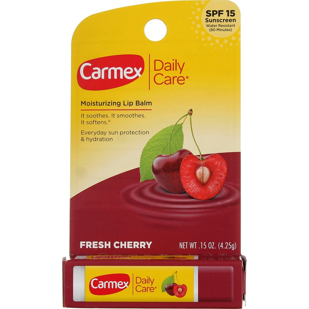 2 Pack Carmex SPF 15 Cherry Lip Balm for Daily Moisture & Care