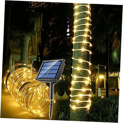 Solar Rope Light 3 Pack 39ft 100 LEDs IP65 Waterproof Warm White Outdoor