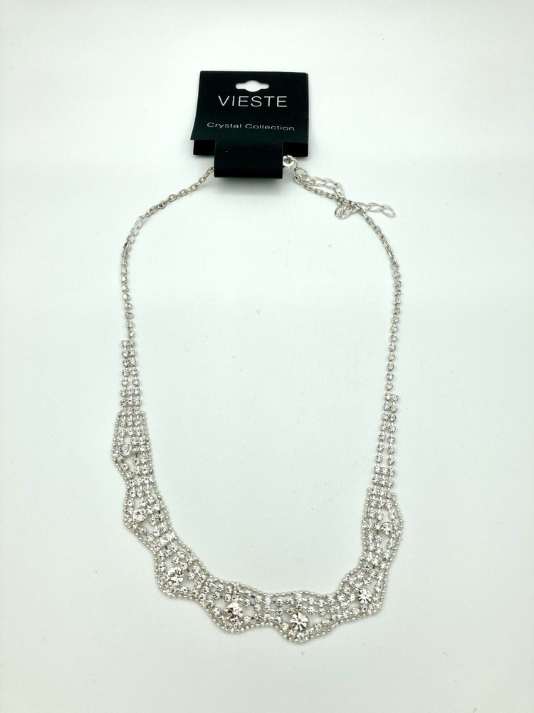 Silver-Tone Vieste Clear Rhinestone Stud Necklace - Original MSRP $30