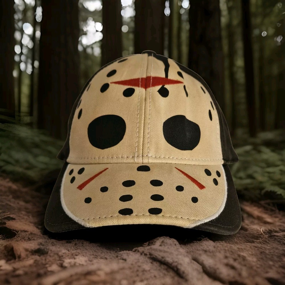 Jason Vorhees Friday The 13th Mask Full Front Stretchfit Hat Cap OSFM Horror Ml